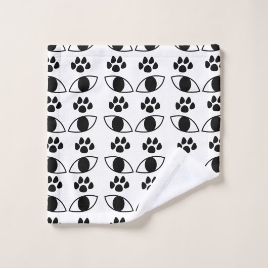 Cat Paw Print Black en White Bad Handdoek (Wasdoekje)