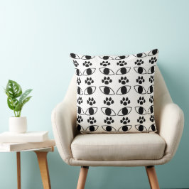 Cat Paw Print Black en White Kussen