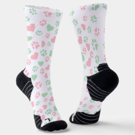 Cat Paw Print Blush Pink & Soft Mint Groen Sokken