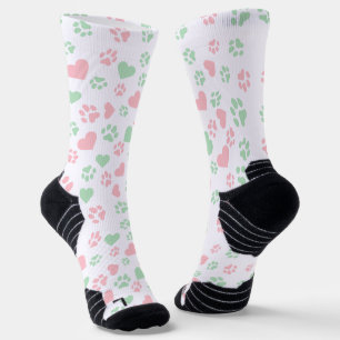 Cat Paw Print Blush Pink & Soft Mint Groen Sokken