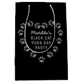 Cat Paw Print Hart Huisdier Verjaardag Zwarte Gift Medium Cadeauzakje (Voorkant)