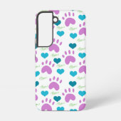 Cat Paw Print Hart Mauw Patroon Roze Blauw Groen Samsung Galaxy Hoesje (Achterkant)