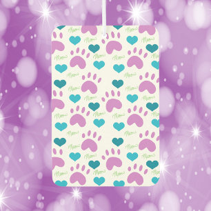 Cat Paw Print Heart Meow Roze Blauw Groen Patroon Luchtverfrisser