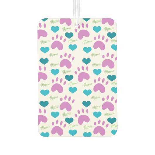 Cat Paw Print Heart Meow Roze Blauw Groen Patroon Luchtverfrisser (Achterkant)