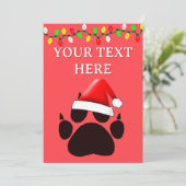 Cat Paw Print Kerstman Hoed Kerstverlichting Feestdagenkaart (Staand voorkant)