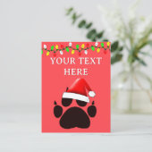 Cat Paw Print Kerstman Hoed Kerstverlichting Feestdagenkaart (Staand voorkant)