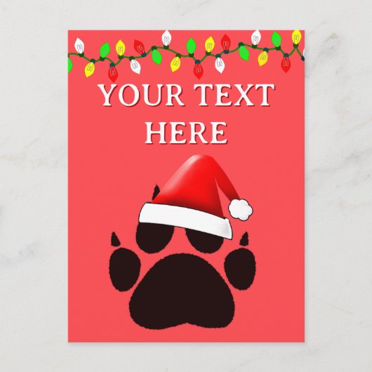 Cat Paw Print Kerstman Hoed Kerstverlichting Feestdagenkaart (Voorkant)