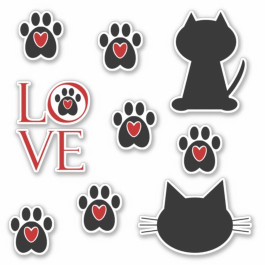 Cat Paw Print Love Sticker (Voorkant)