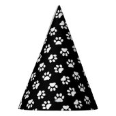 Cat Paw Print Pattern Black and White Birthday Feesthoedjes (Links)