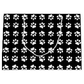Cat Paw Print Pattern Black and White Birthday Groot Cadeauzakje (Voorkant)