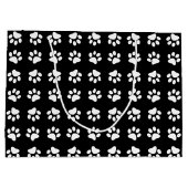 Cat Paw Print Pattern Black and White Birthday Groot Cadeauzakje (Achterkant)
