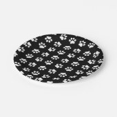 Cat Paw Print Pattern Black and White Birthday Papieren Bordje (Gekanteld)