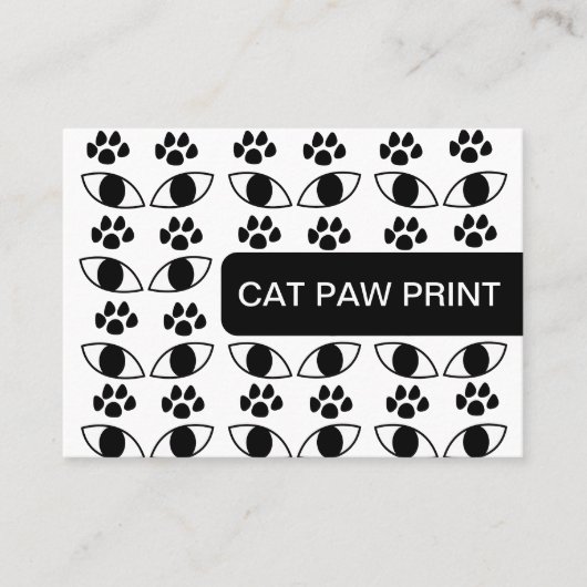 Cat Paw Print Pet Care Black en White Visitekaartje (Voorkant)