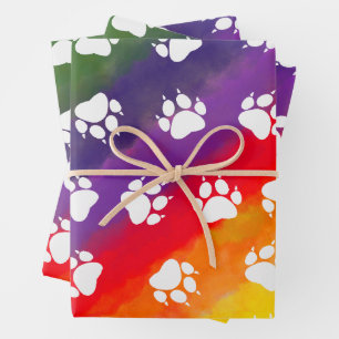 Cat Paw Print Rainbow Waterverf Aangepast Inpakpapier Vel
