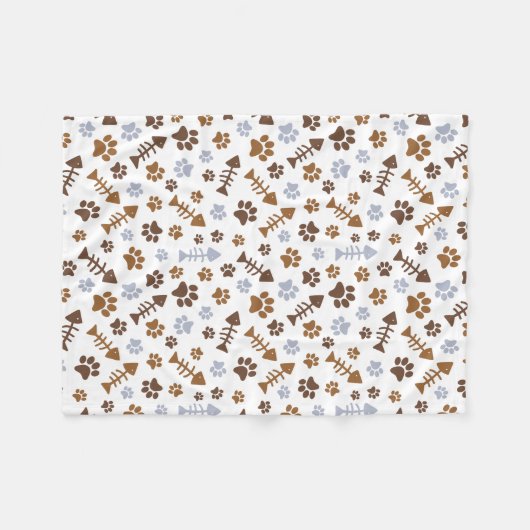 Cat Paw Printerpatroon Fleece Deken (Voorkant (Horizontaal))