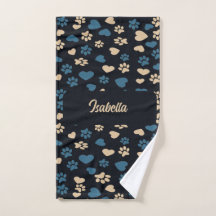 Cat Paw Prints en Harten Patroon Handdoek