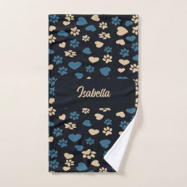 Cat Paw Prints en Harten Patroon Handdoek
