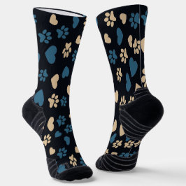 Cat Paw Prints en Hearts Patroon Sokken