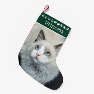 Cat Paw Prints Naam Groen Kleine Kerstsok