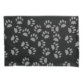 Cat Paw Prints Patroon Zwart en Grijs Kussen Hoesj Kussensloop (Voorkant-Links)