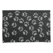 Cat Paw Prints Patroon Zwart en Grijs Kussen Hoesj Kussensloop (Voorkant-Rechts)