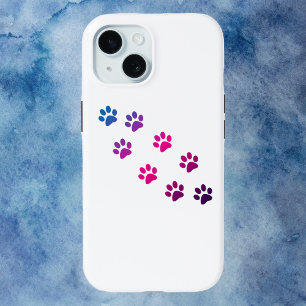 Cat Paw Prints Roze Blauw Paarse iPhone 15 Case