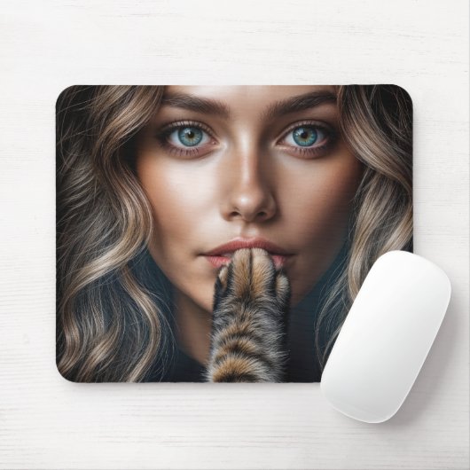 Cat Paw Silencing a Pretty Woman Muismat (Met muis)
