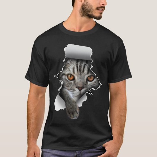 Cat Paw Torn Cat Lady Cute Kitten T-shirt (Voorkant)