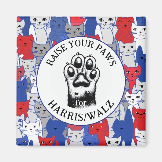 Cat Paw voor Harris/Walz Design Magneet (Voorkant)