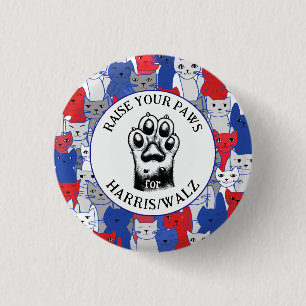 Cat Paw voor Harris/Walz Design Ronde Button 3,2 Cm