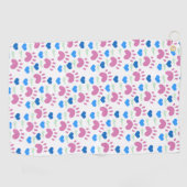 Cat Paws Hearts Hand Drawn Pattern Pink Blue Golfhanddoek (Horizontaal)