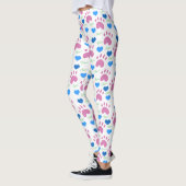 Cat Paws Hearts Meow Pink Blue Green Pattern Leggings (Links)