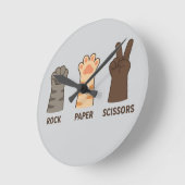 Cat Paws Rock Papieren Schaar Ronde Klok (Hoek)