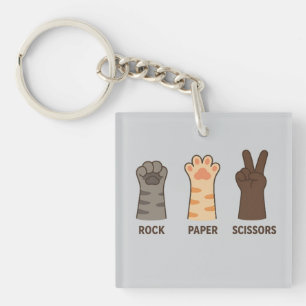 Cat Paws Rock Papieren Schaar Sleutelhanger