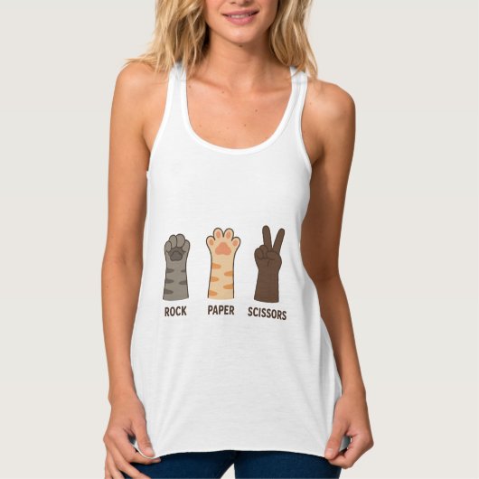 Cat Paws Rock Papieren Schaar Tanktop (Voorkant)
