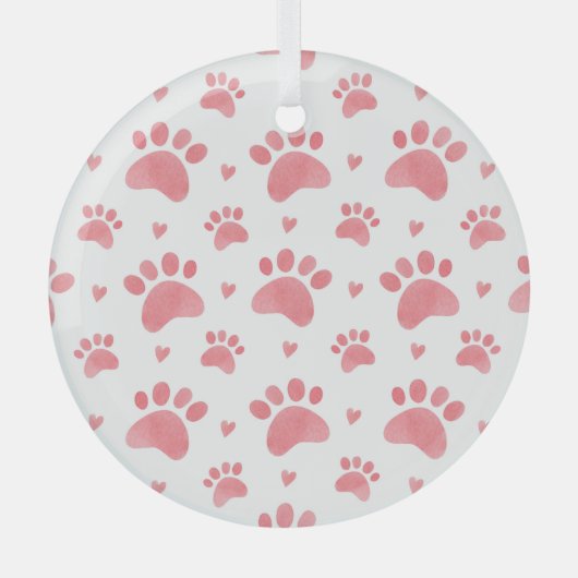 Cat Paws Waterverf Patroon Glas Ornament (Voorkant)