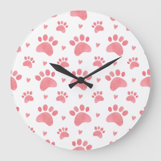 Cat Paws Waterverf Patroon Grote Klok (Voorkant)