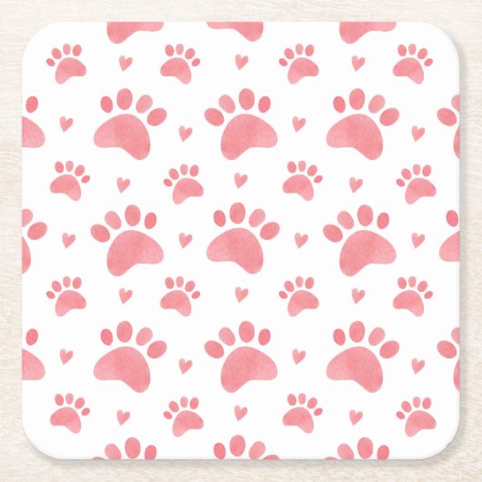 Cat Paws Waterverf Patroon Kartonnen Onderzetters (Voorkant)