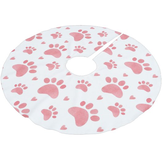 Cat Paws Waterverf Patroon Kerstboom Rok (Gekanteld)