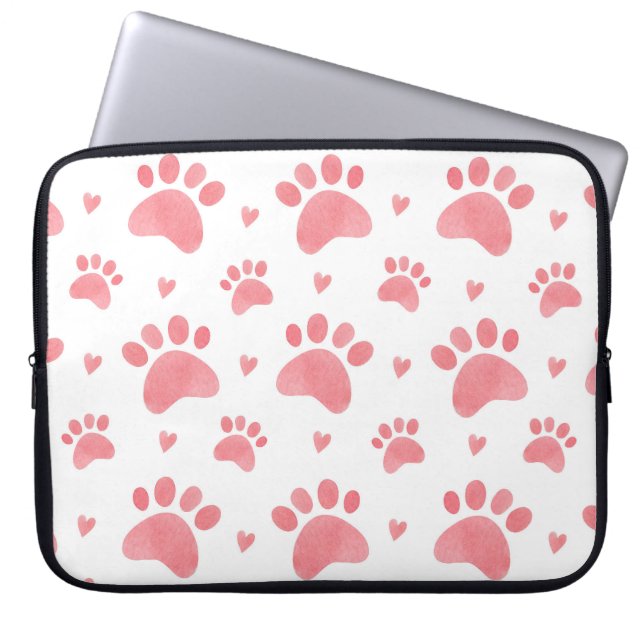 Cat Paws Waterverf Patroon Laptop Sleeve (Voorkant)