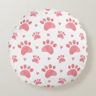 Cat Paws Waterverf Patroon Rond Kussen