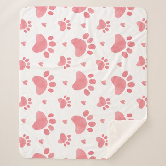 Cat Paws Waterverf Patroon Sherpa Deken (Voorkant)