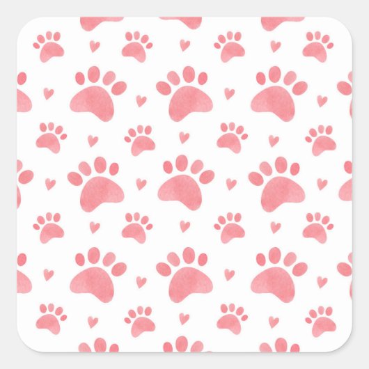 Cat Paws Waterverf Patroon Vierkante Sticker (Voorkant)