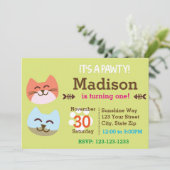 Cat Pawty Birthday Uitnodiging (Staand voorkant)