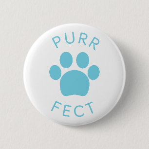 Cat Perfect Blue Spint Paw Print Ronde Button 5,7 Cm