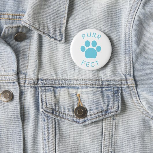 Cat Perfect Blue Spint Paw Print Ronde Button 5,7 Cm (In situ)