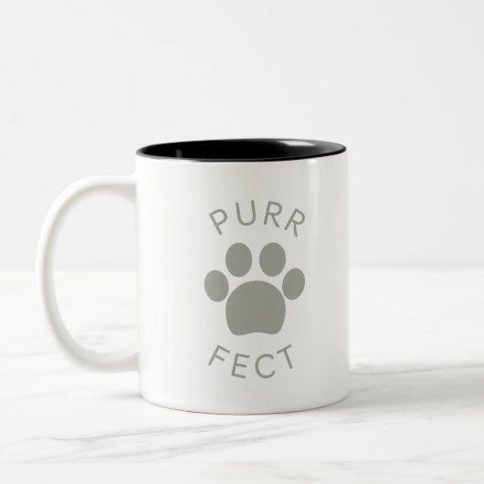 Cat Perfect Grey Spint Paw Print Tweekleurige Koffiemok (Links)