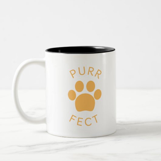 Cat Perfect Oranje Spint Paw Print Tweekleurige Koffiemok (Links)