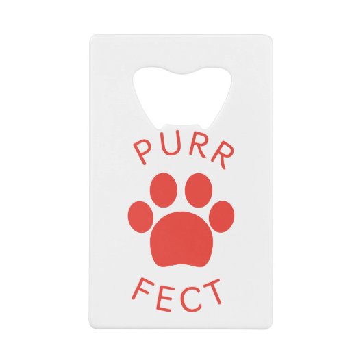 Cat Perfect Red Spint Paw Print Creditkaart Flessenopener (Voorkant)