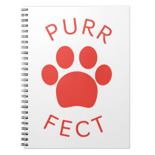 Cat Perfect Red Spint Paw Print Notitieboek